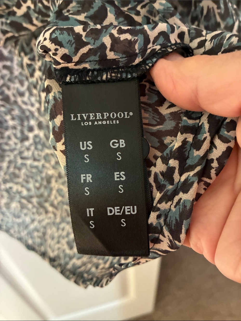 NWT Liverpool Teal and Cream Leopard-Print Double Layer Button Shirt SZ S - Picture 6 of 8